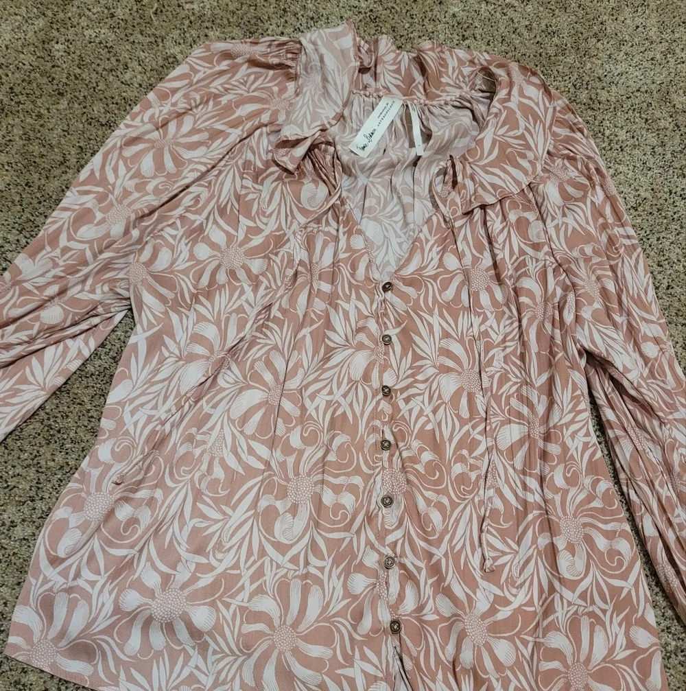 Anthroplogie Top Florance Balducci Femme Collared Blouse Size Large Romantic - Picture 5 of 8
